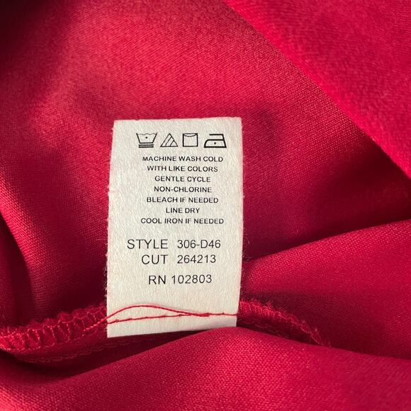 Y2K Long Pencil Skirt Size 16 Red Solid Minimal Career Office Academia 90s Vtg - Picture 14 of 16